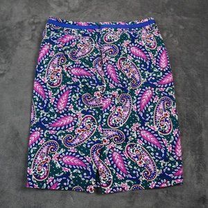 Boden Women's 8 R Paisley Pencil Skirt Pink Blue Green‎ Mini Cute Cocktail party